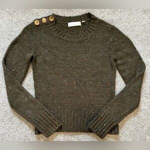 Charlie & Robin Anthropologie Olive Marled Wool Blend Pullover Women’s Sweater